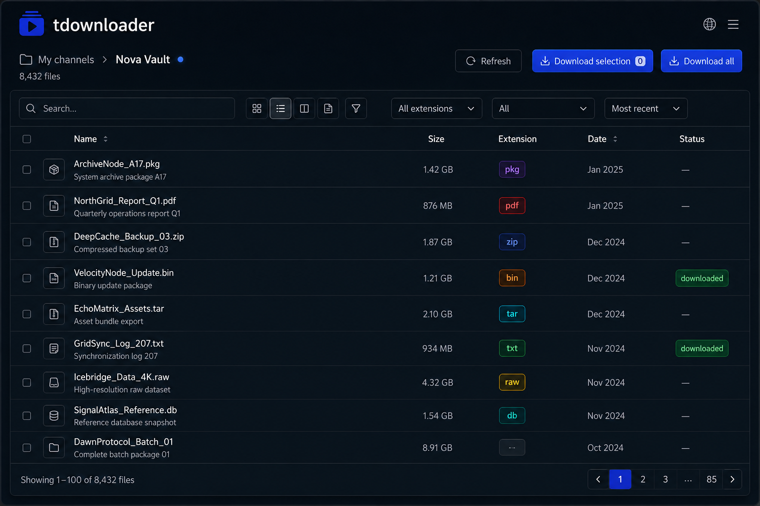 tdownloader - Catálogo de archivos