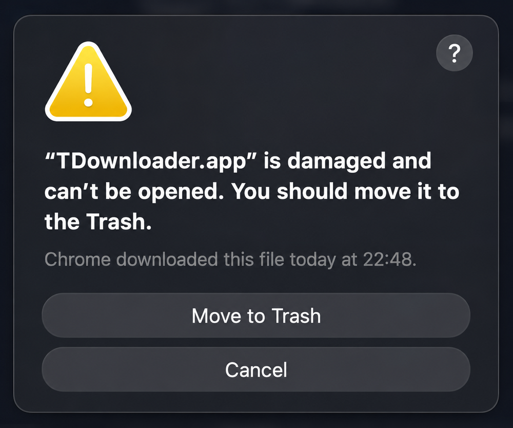Alerta de macOS: la app está dañada y no se puede abrir